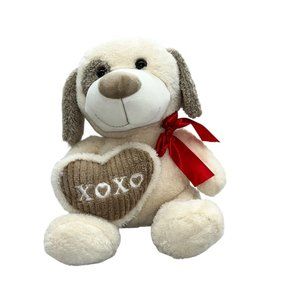 Kellytoy Dog Valentines Day Heart Plush Toy Beige Stuffed Animal w/XOXO Love